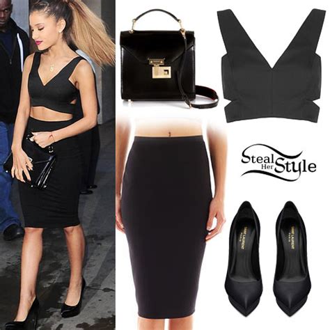 Ariana Grande Is Chic in a Cutout Top, Mini Skirt.